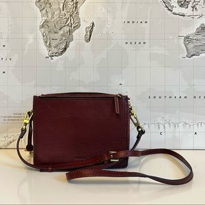 FOSSIL Leather Cross Body, Burgundy